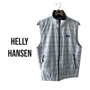 HELLY HANSEN Waterproof Vest | White/Grey Plaid | Men’s Medium | Fleece Lined